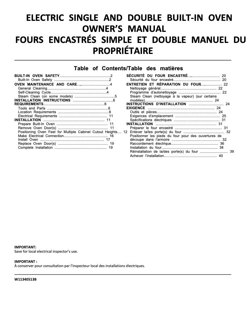 Page n°1 - Guide d'installation Jenn-Air JJW3430LM