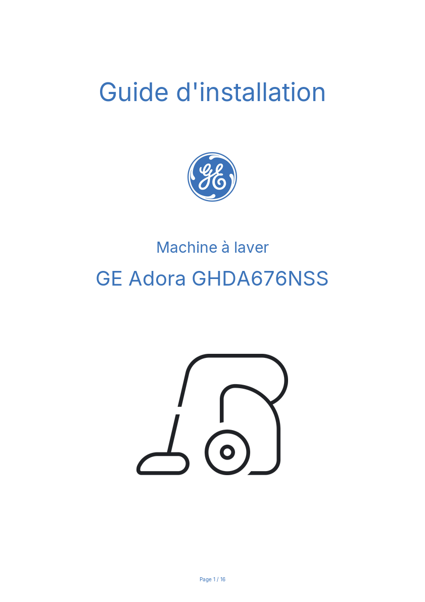 Page n°1 - Guide d'installation GE Adora GHDA676NSS