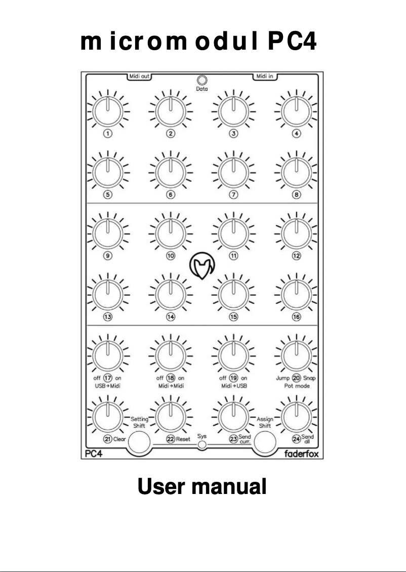 Page 1 de la notice Manuel utilisateur Faderfox Micromodule PC4