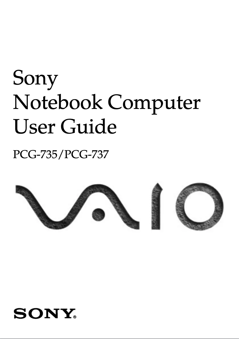Page n°1 - Manuel utilisateur Sony Vaio PCG-737