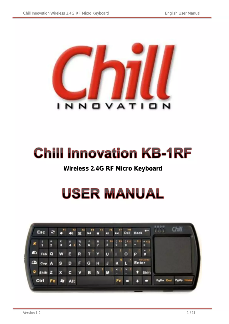 Page n°1 - Manuel utilisateur Chill Innovation KB-1RF UK