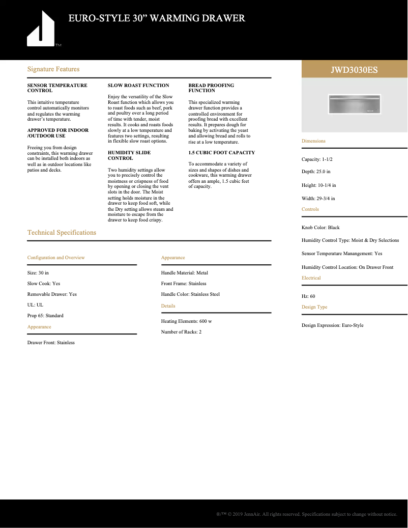 Image de la première page du manuel de l'appareil JWD3030ES