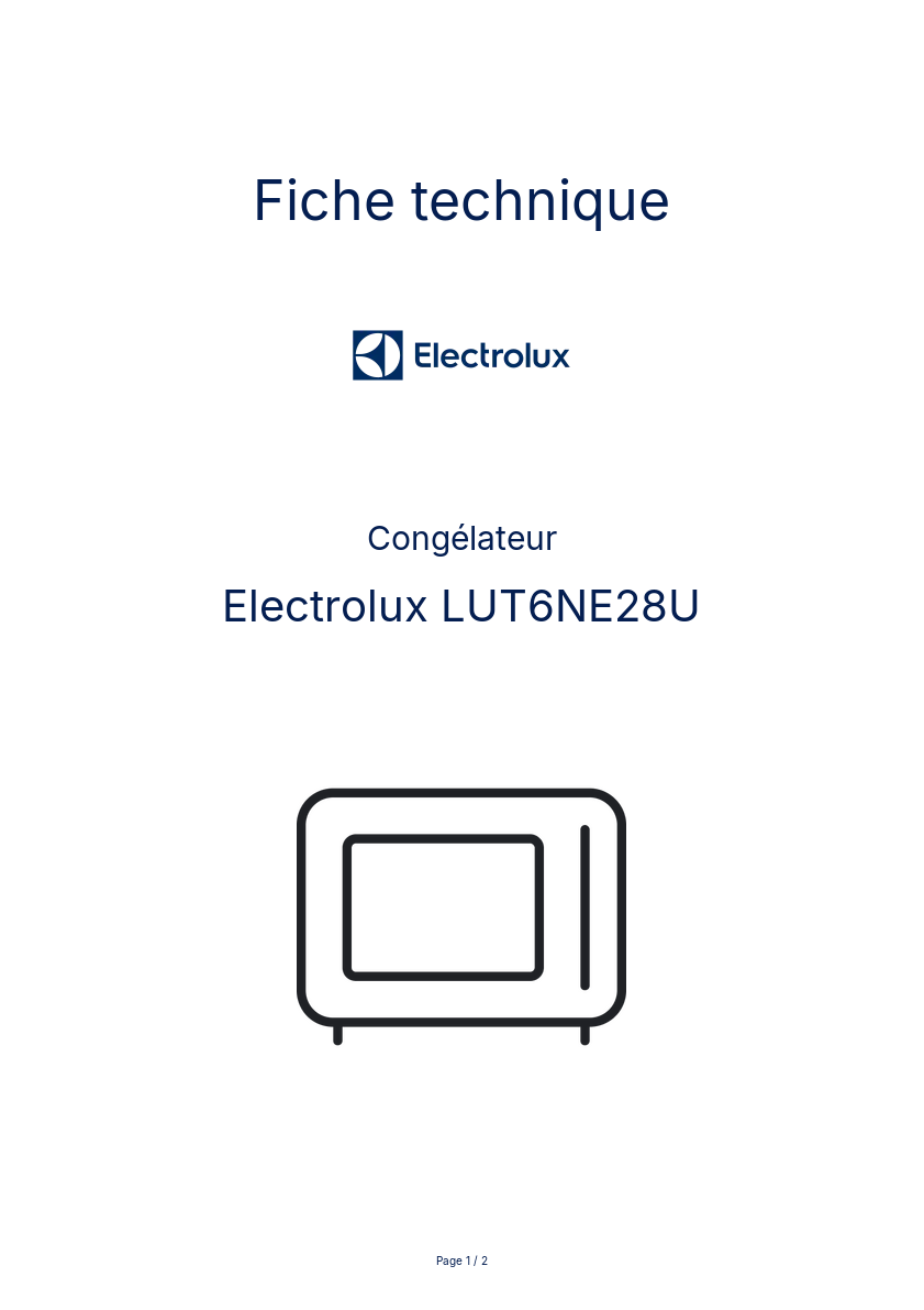 Page n°1 - Fiche technique Electrolux LUT6NE28U