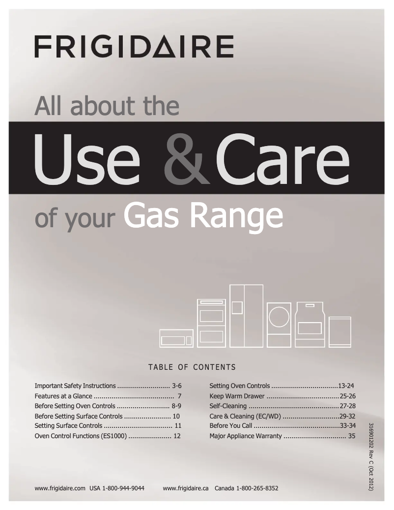 Page 1 de la notice Manuel utilisateur Frigidaire FPGF3081KF
