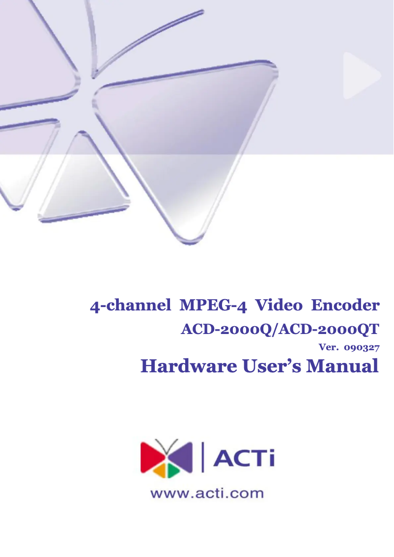 Image de la première page du manuel de l'appareil ACD-2000Q