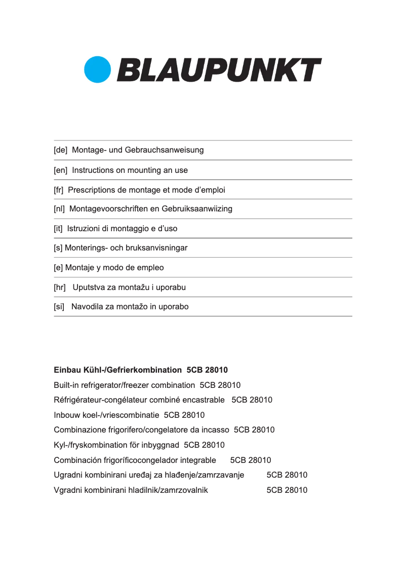 Página 1 del manual Manual de usuario Blaupunkt 5CB28010