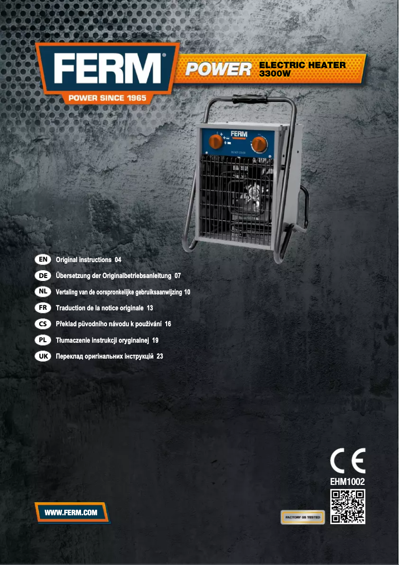 Page 1 de la notice Manuel utilisateur Ferm EHM1002