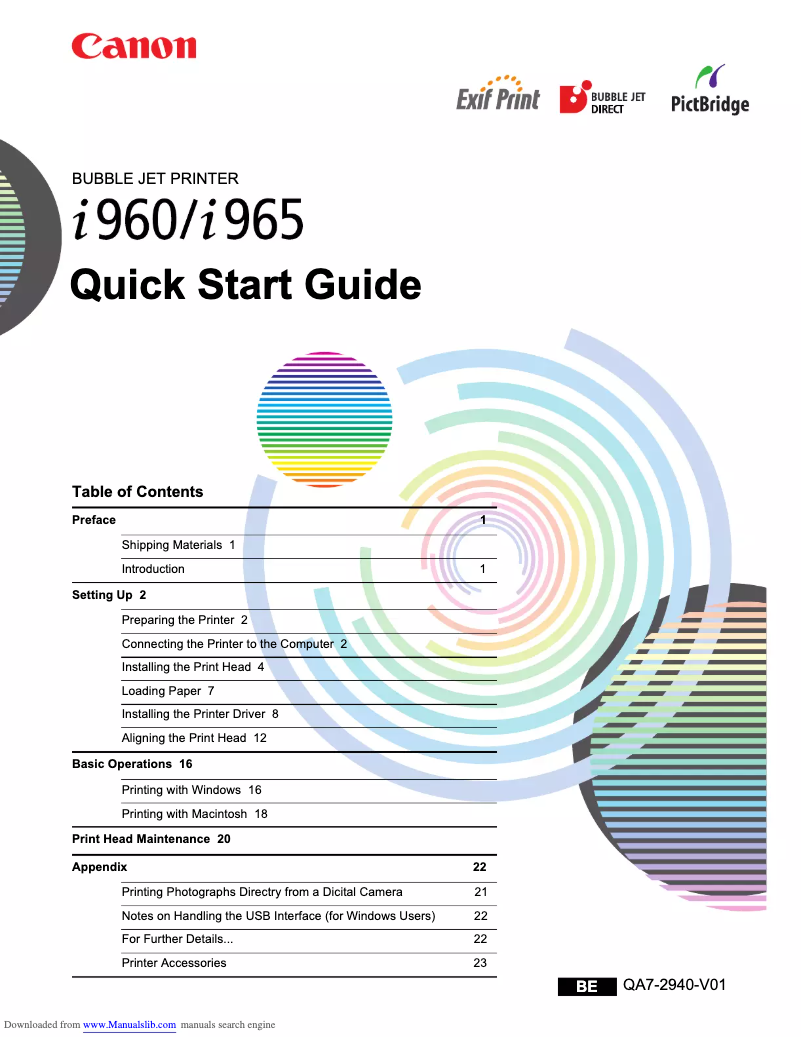 Page 1 de la notice Manuel utilisateur Canon Bubble Jet i965