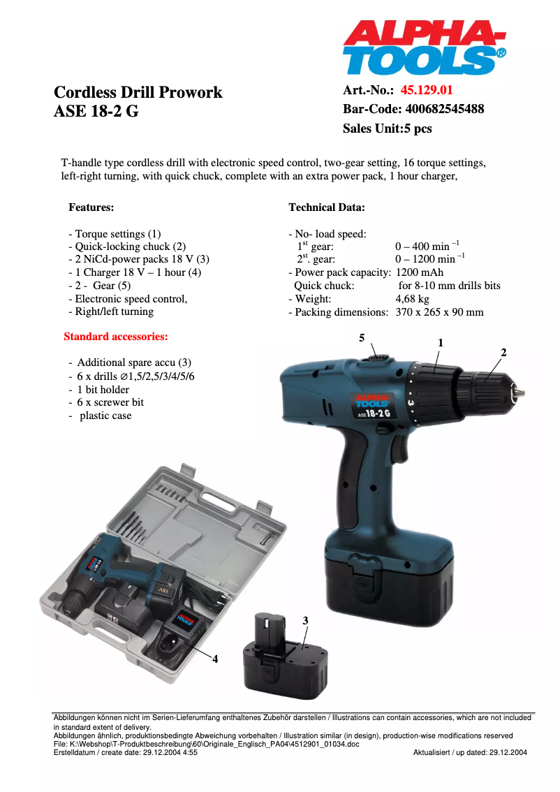 Image de la première page du manuel de l'appareil ASE 18/2 G