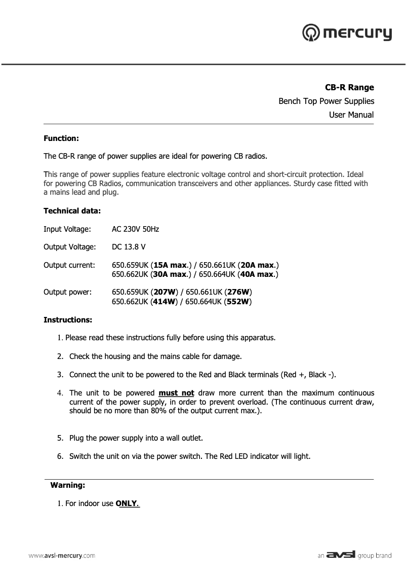 Image de la première page du manuel de l'appareil CB-R30
