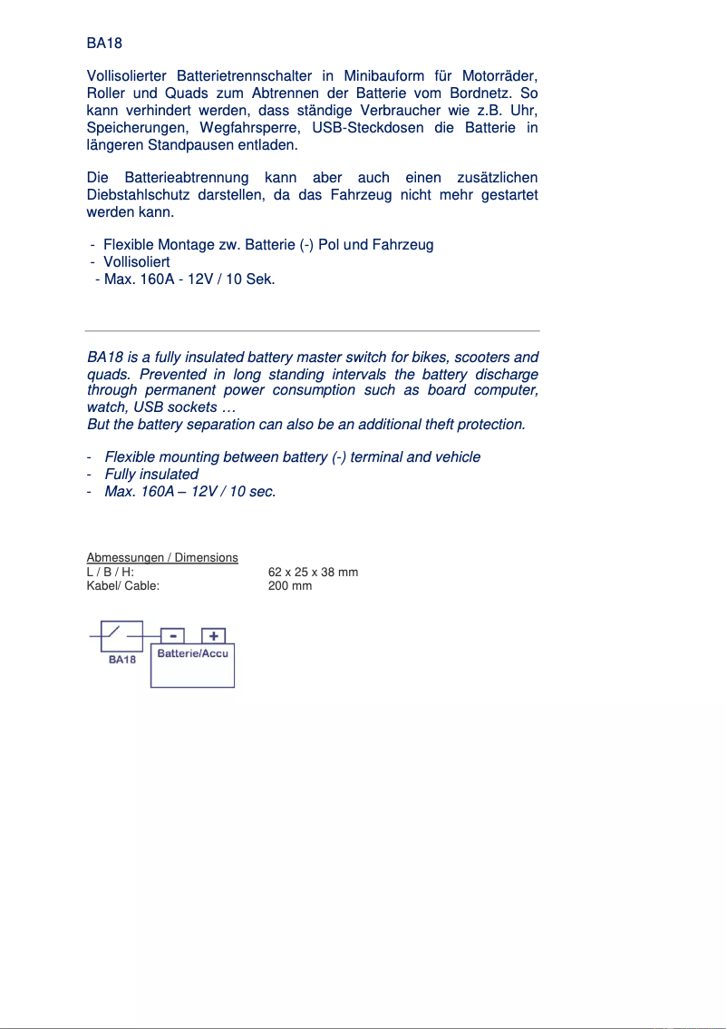 Page n°1 - Manuel utilisateur BAAS BA18