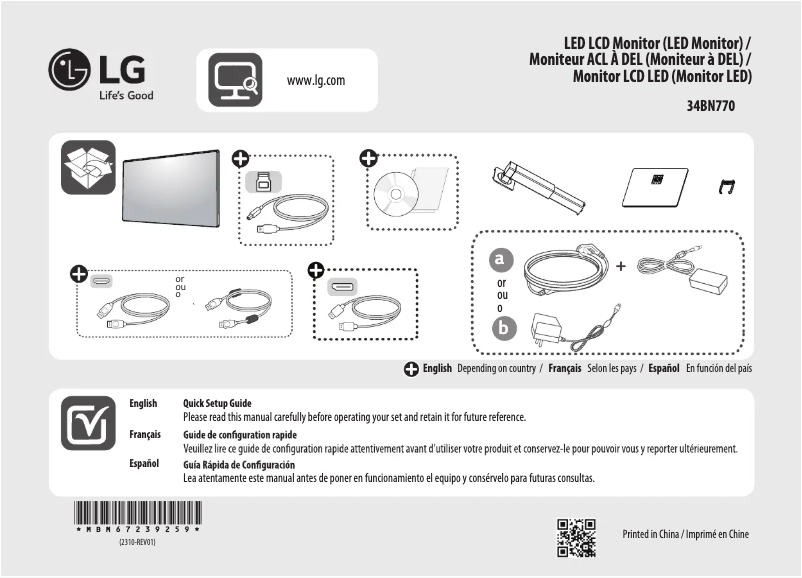 Page n°1 - Manuel utilisateur LG 34BN770