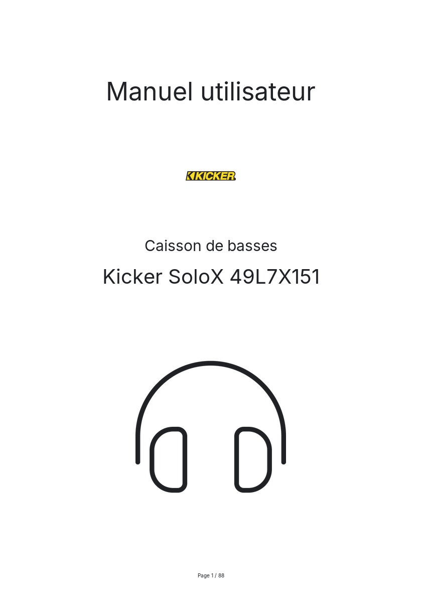 Page n°1 - Manuel utilisateur Kicker SoloX 49L7X151