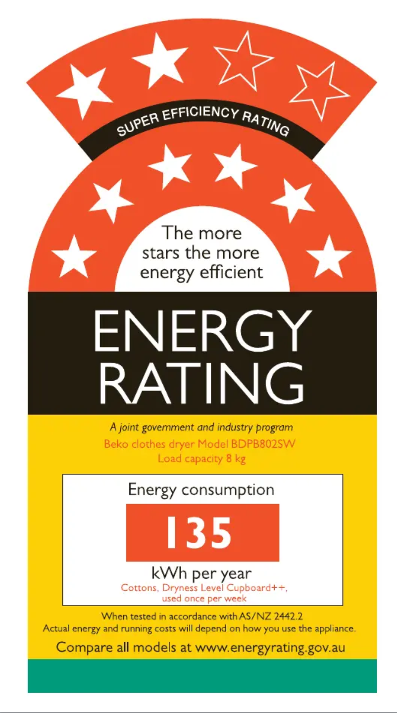 Page n°1 - Label énergétique Beko BDPB802SW