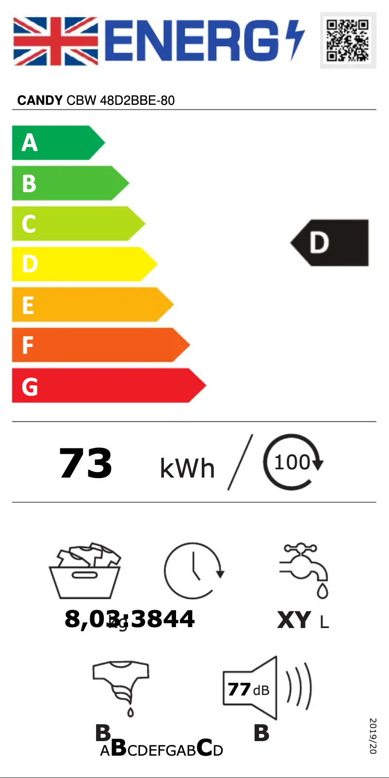 Page n°1 - Label énergétique Candy CBW 48D2BBE-80