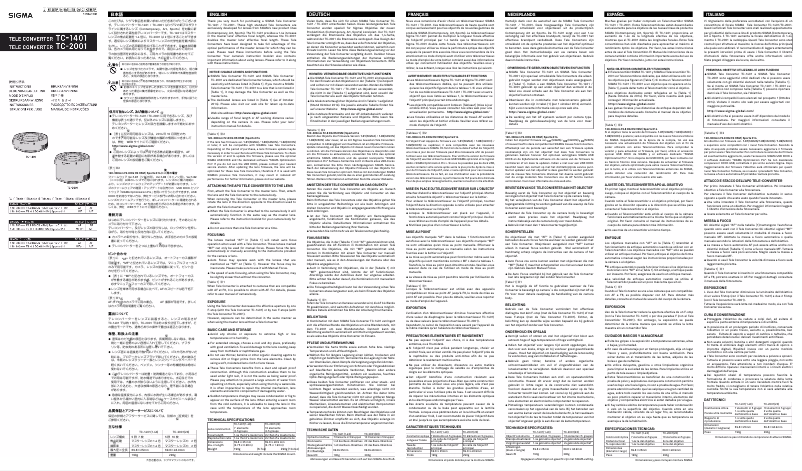 Image de la première page du manuel de l'appareil TC-2001