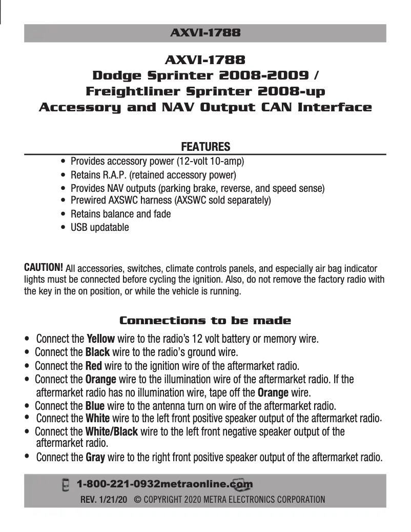 Image de la première page du manuel de l'appareil AXVI-1788