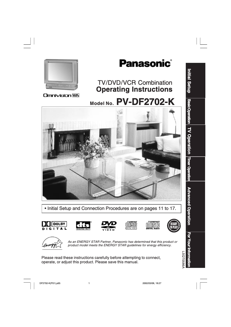 Page 1 de la notice Manuel utilisateur Panasonic PV-DF2702K