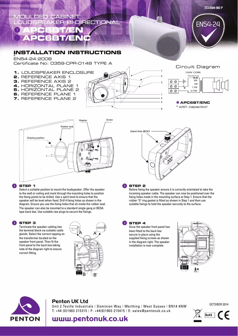 Page n°1 - Manuel utilisateur Penton APC6BT/ENC