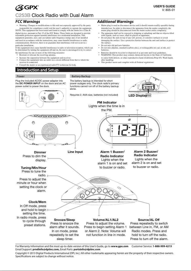 Page n°1 - Manuel utilisateur GPX C253B