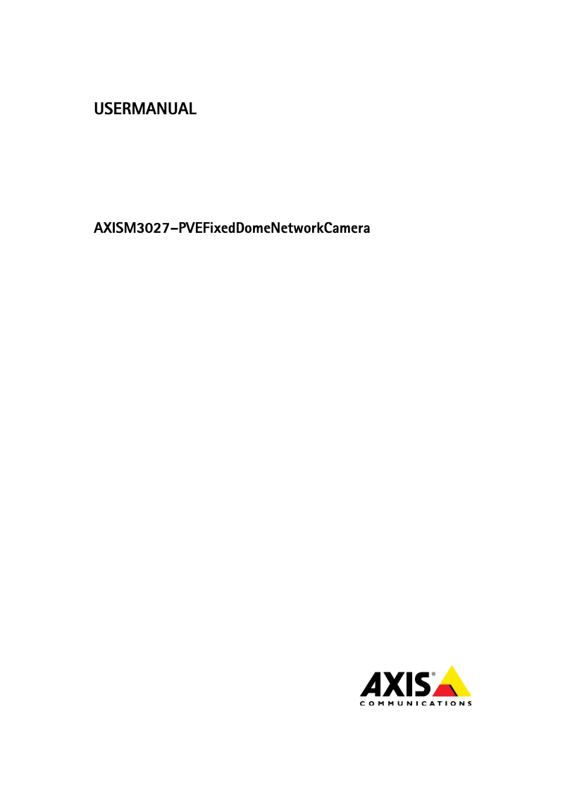 Page 1 de la notice Manuel utilisateur Axis M3027-PVE
