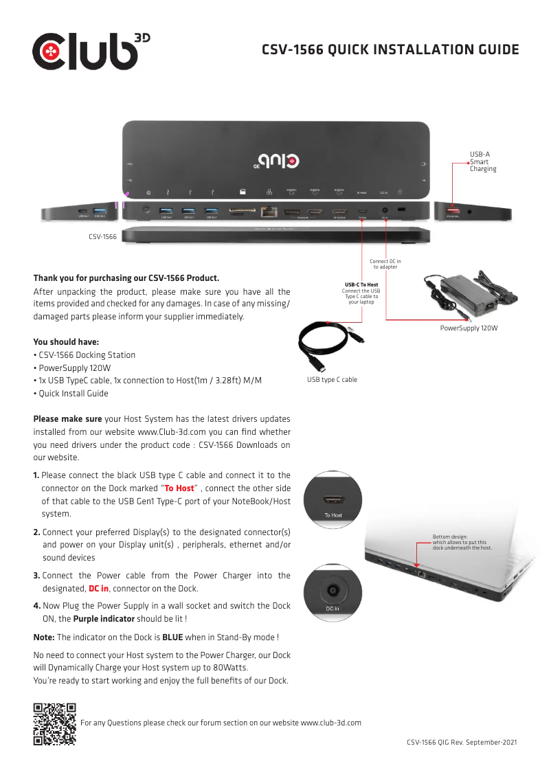Page n°1 - Manuel utilisateur CLUB3D CSV-1566