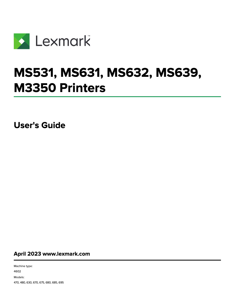 Page 1 de la notice Manuel utilisateur Lexmark MS531dw