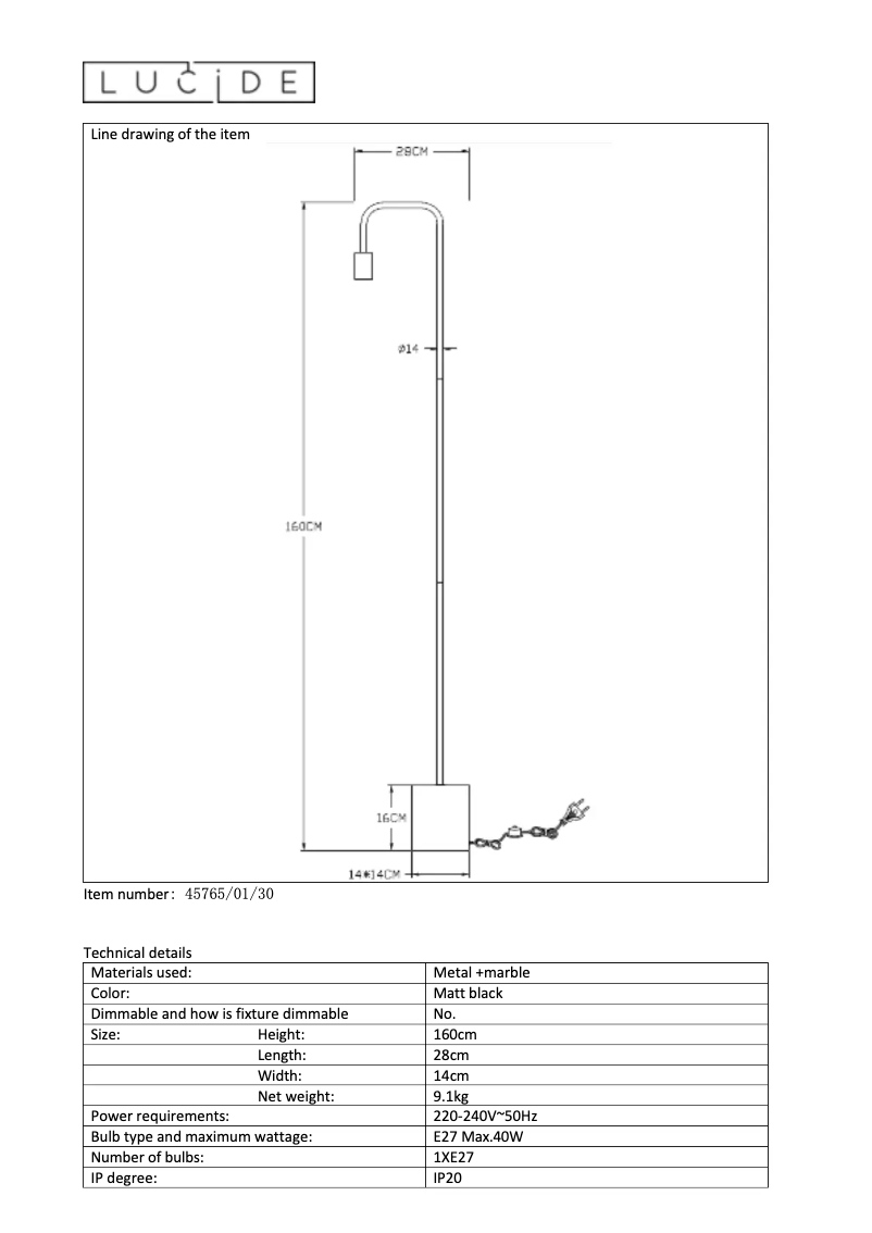 Page 1 de la notice Manuel utilisateur Lucide Lorin