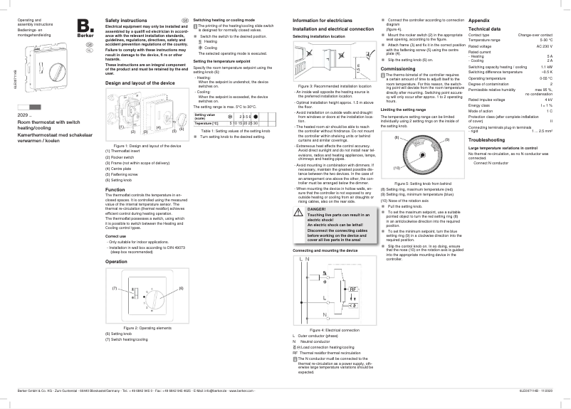 Page 1 de la notice Manuel utilisateur Berker 20297103