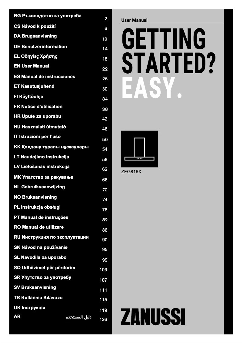 Page n°1 - Manuel utilisateur Zanussi ZFG816X