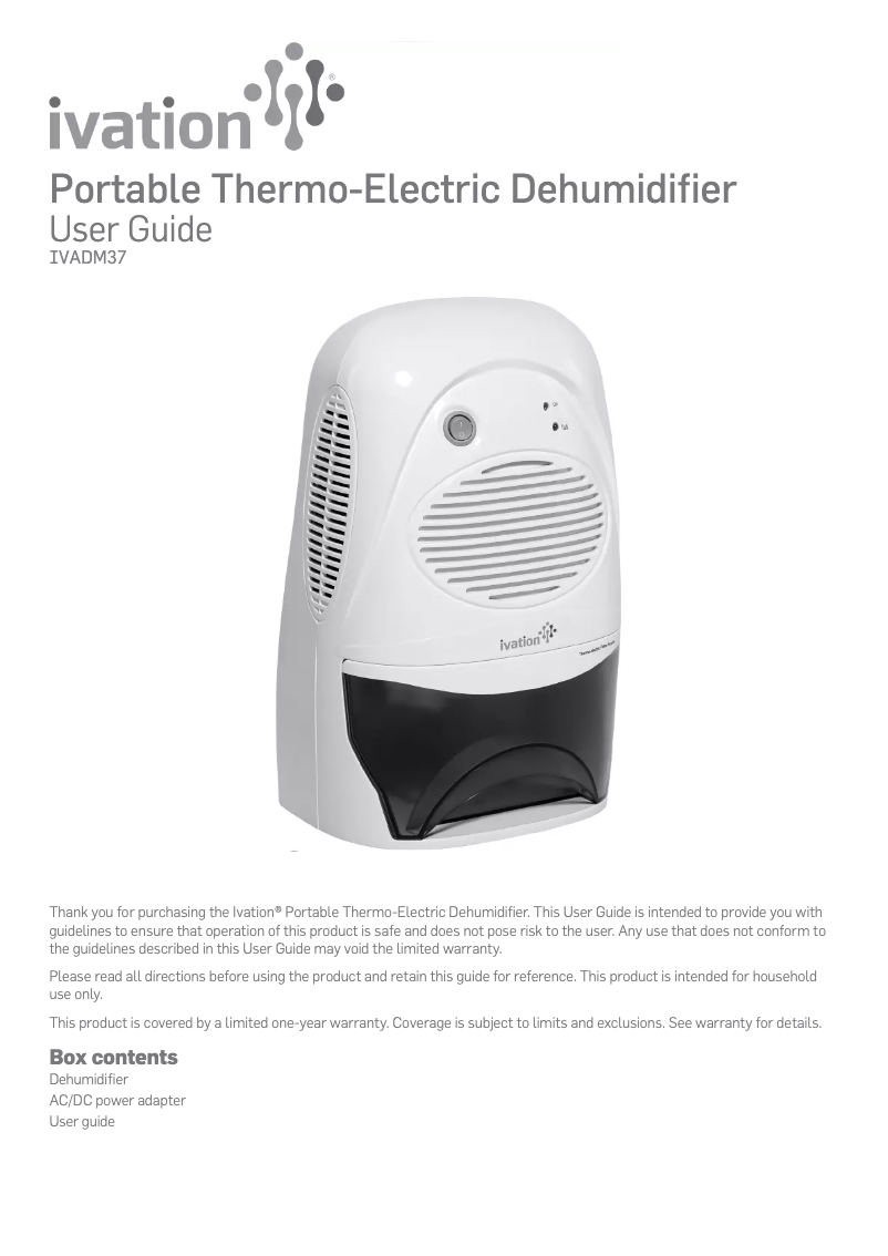 Page n°1 - Manuel utilisateur Ivation IVADM37