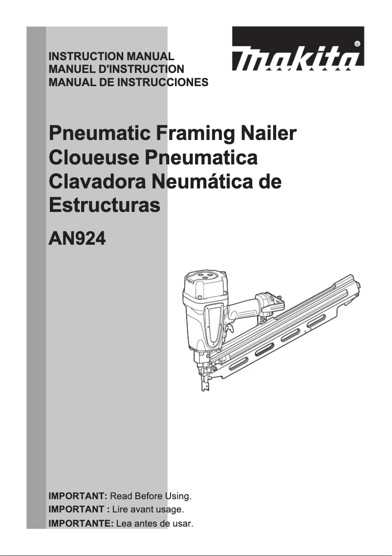 Page n°1 - Manuel utilisateur Makita AN924