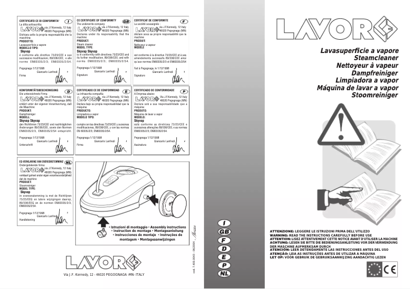 Page 1 de la notice Manuel utilisateur Lavorwash Syncrovap
