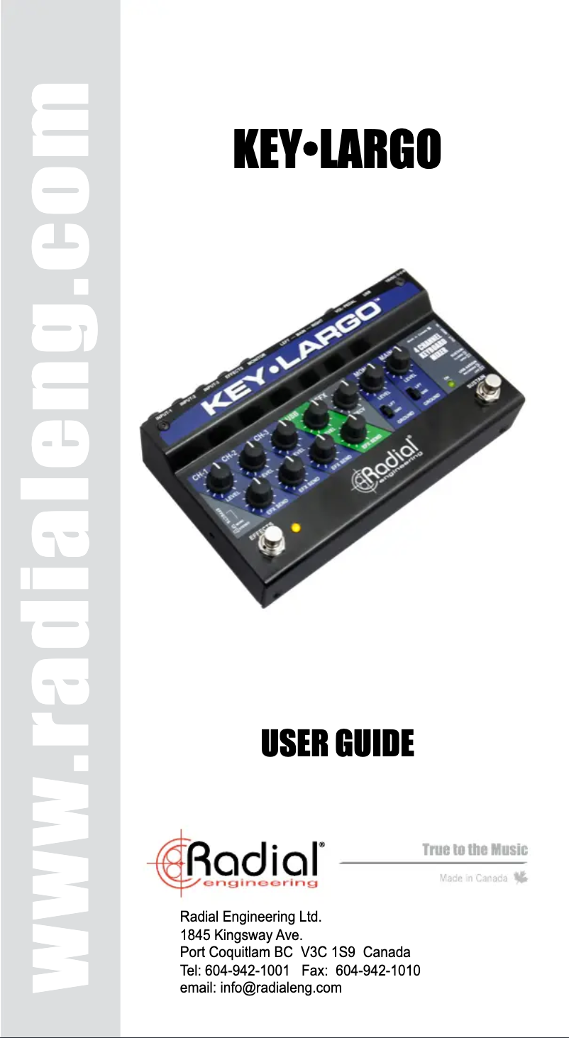 Page 1 de la notice Manuel utilisateur Radial Engineering Key-Largo