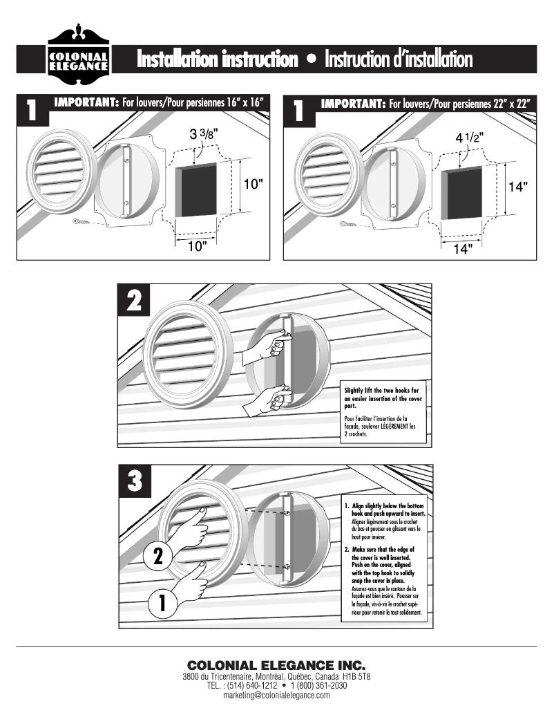 Page n°1 - Manuel utilisateur Colonial Elegance PVR002202