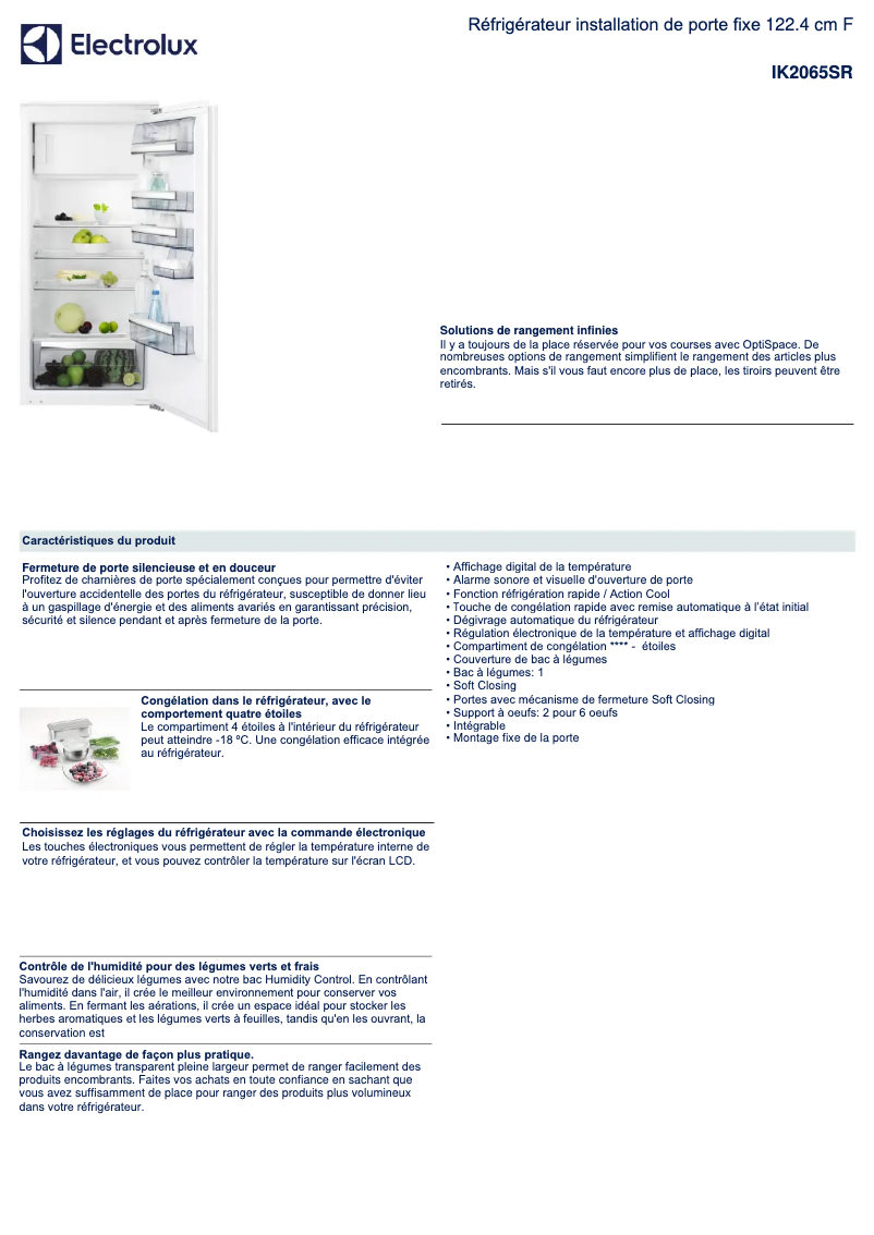Page n°1 - Fiche technique Electrolux IK2065SR