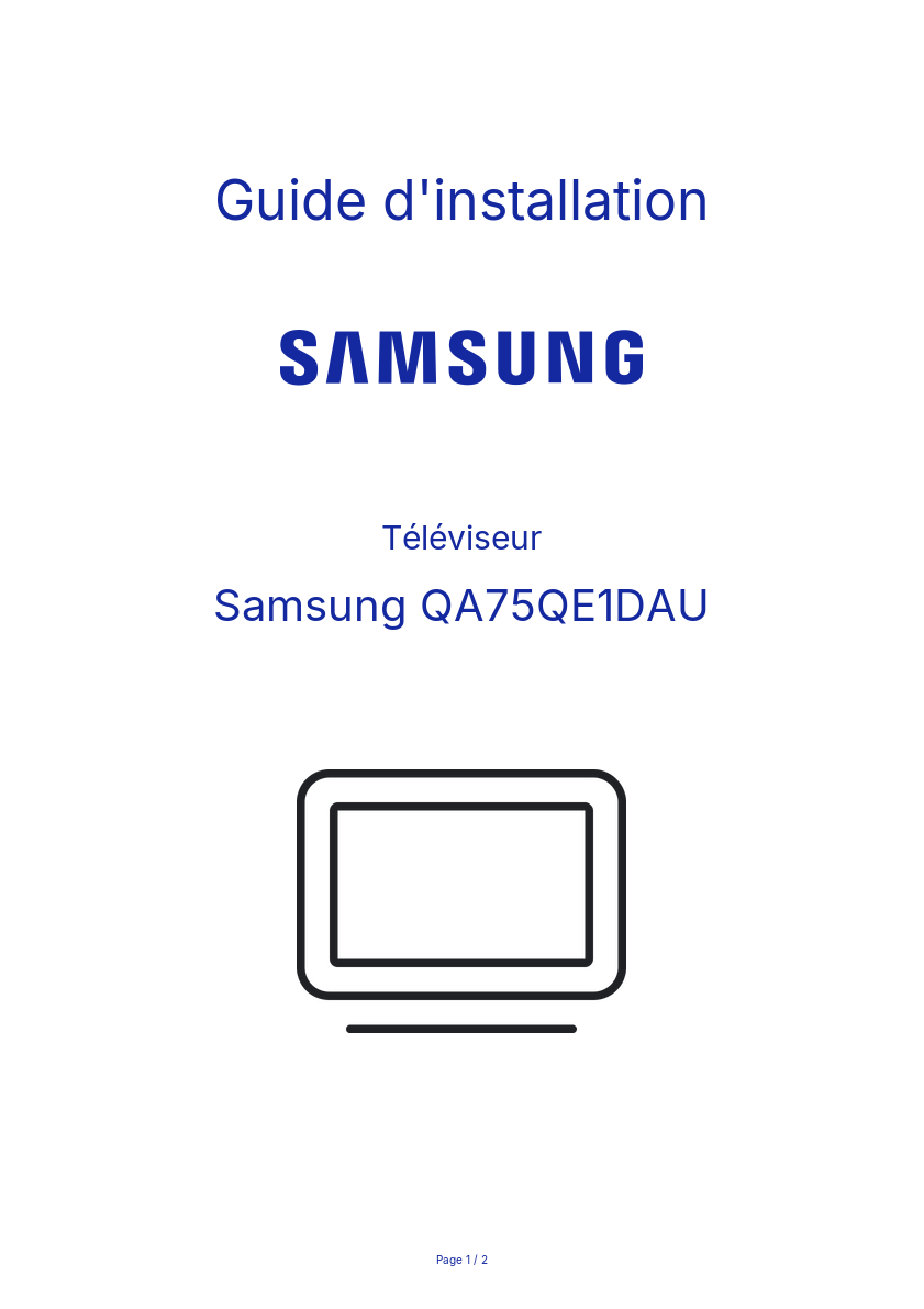 Page n°1 - Guide d'installation Samsung QA75QE1DAU