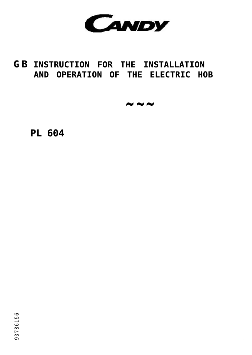 Page 1 de la notice Manuel utilisateur Candy P604/1