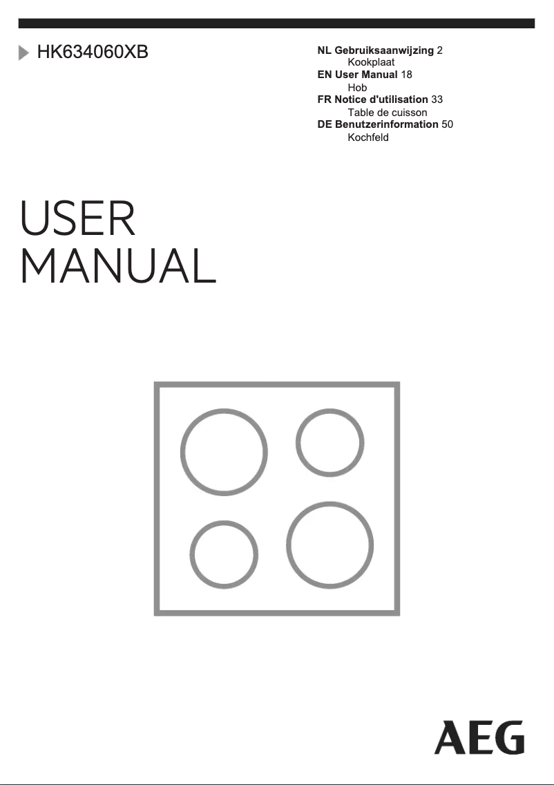 Page n°1 - Manuel utilisateur AEG HK634060XB