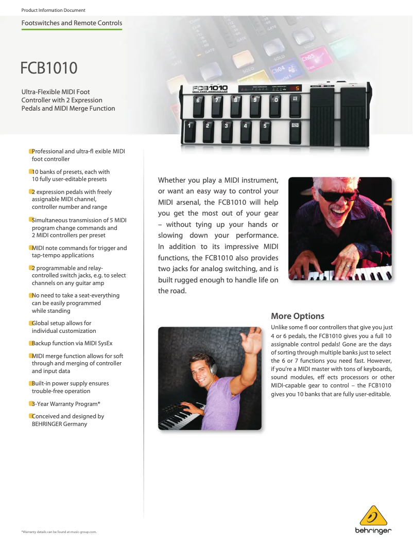 Page n°1 - Fiche technique Behringer FCB1010