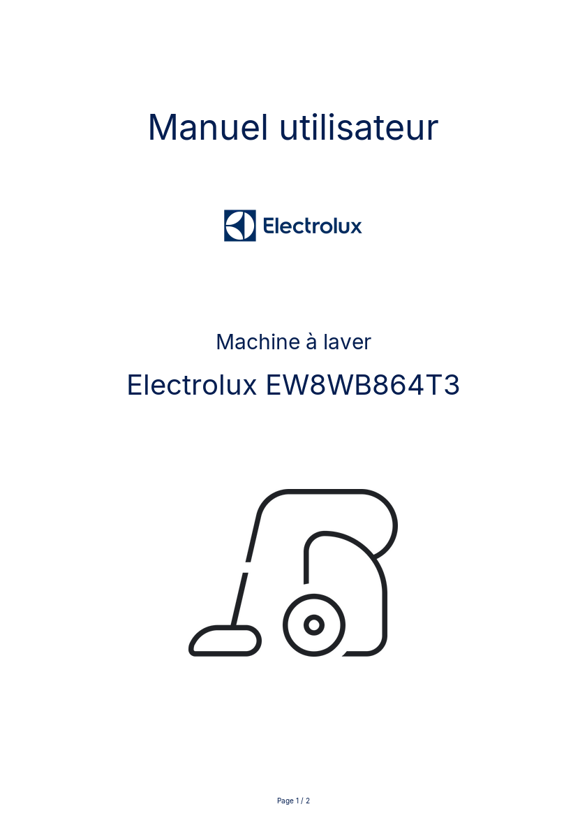 Page n°1 - Manuel utilisateur Electrolux EW8WB864T3