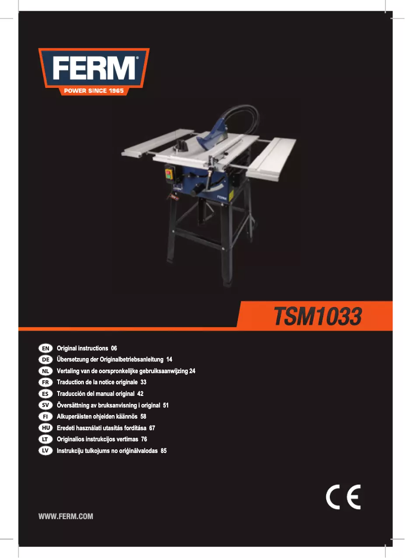Page 1 de la notice Manuel utilisateur Ferm TSM1033