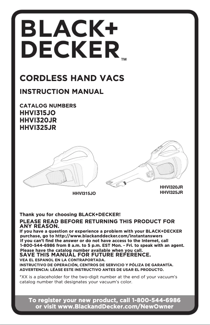 Page 1 de la notice Manuel utilisateur Black & Decker HHVI315JO42