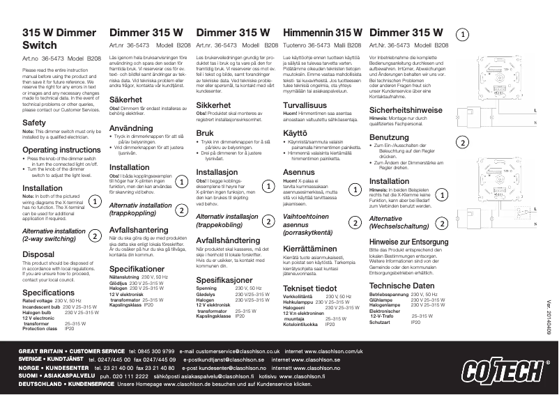 Page n°1 - Manuel utilisateur Cotech B208
