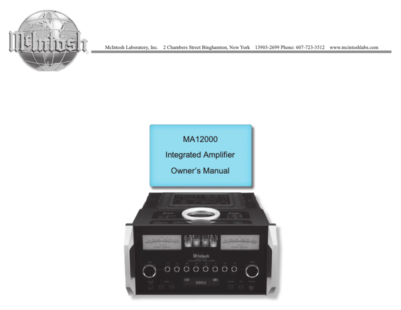 Page n°1 - Manuel utilisateur McIntosh MA12000