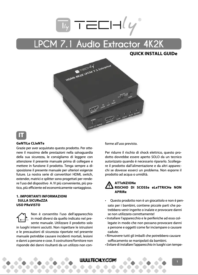 Page 1 de la notice Manuel utilisateur Techly IDATA HDMI-EA74K