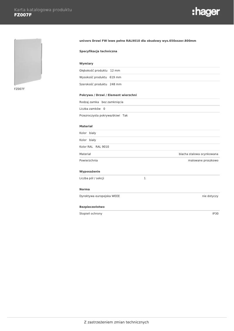 Page n°1 - Manuel utilisateur Hager FZ007F