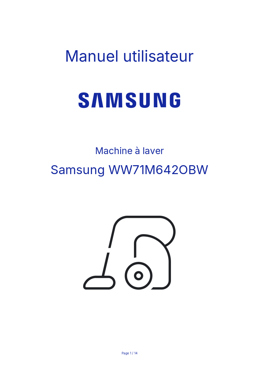 Page n°1 - Manuel utilisateur Samsung WW71M642OBW