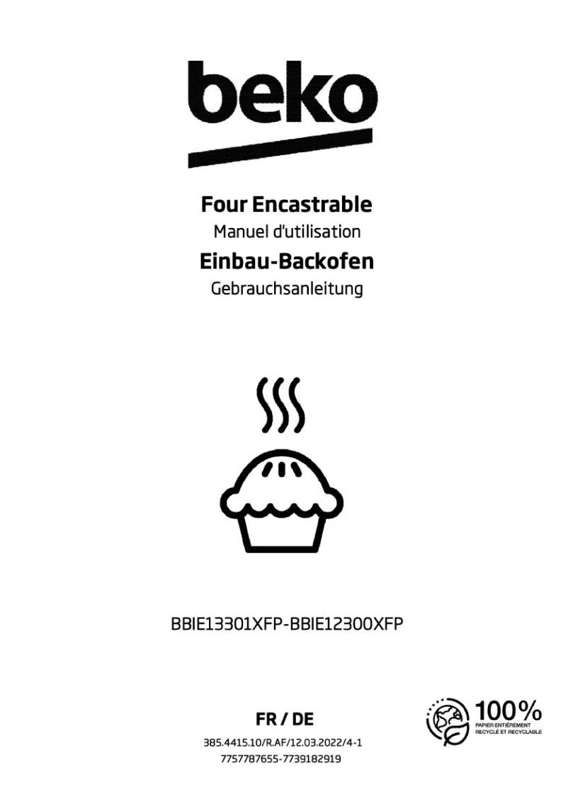 Page 1 de la notice Manuel utilisateur Beko BBIE12300XFP