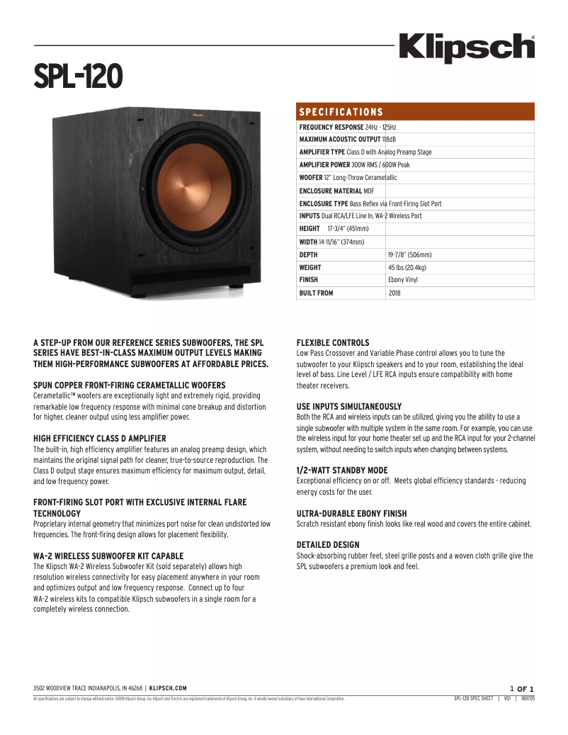 Image de la première page du manuel de l'appareil SPL-120